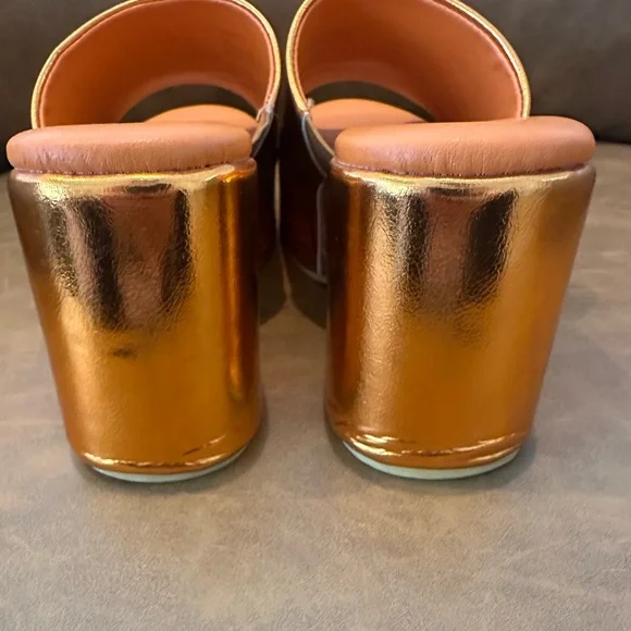 Anthropologie Matisse Terry Platform Sandals in Metallic Orange women’s size 7 - Picture 7 of 8